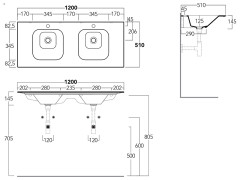 Подвесная раковина двойная SIMAS WAVE WA 120 bia