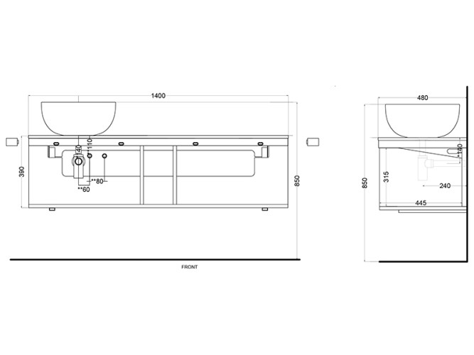 Тумба CIELO Multiplo MUMBG140NM PM