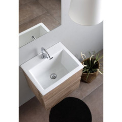 White Ceramic Laveria, тумба 50 см с 1 ящиком под постирочную раковину Rio, цвет цемент