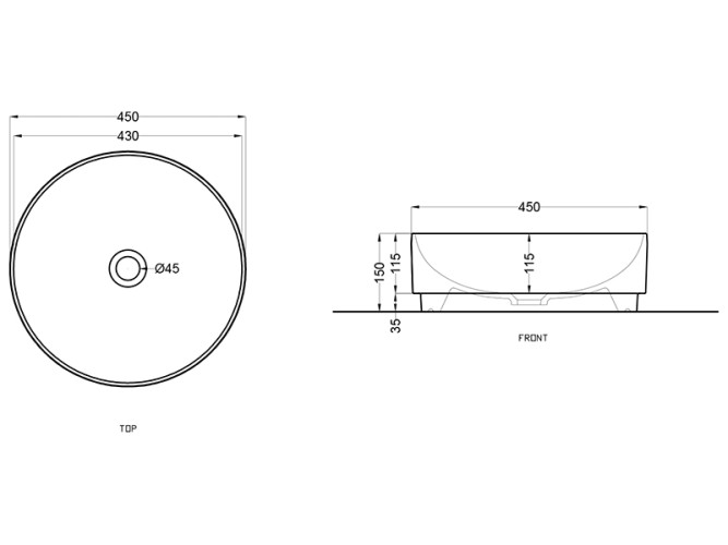 Раковина накладная CIELO MARE MRLAT AV