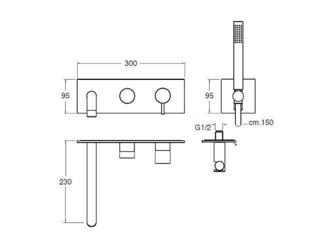 Наружные части смесителя для ванны CRISTINA TRICOLORE VERDE TV10277