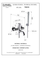 Daniel Tokyo, однорычажный смеситель для ванны c набором для душа, цвет цвет черный матовый