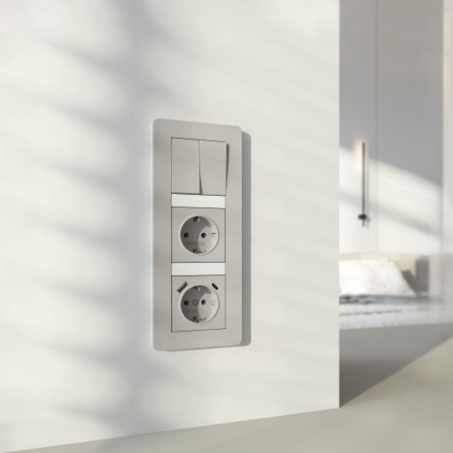 Рамка из поликарбоната на 3 поста Split дымчатый/белый, soft-touch W0033067