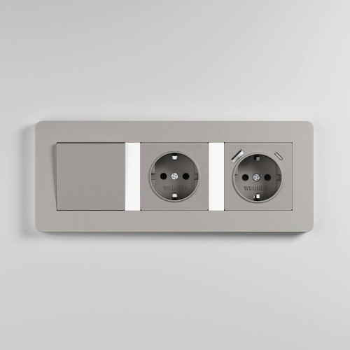 Рамка из поликарбоната на 3 поста Split дымчатый/белый, soft-touch W0033067