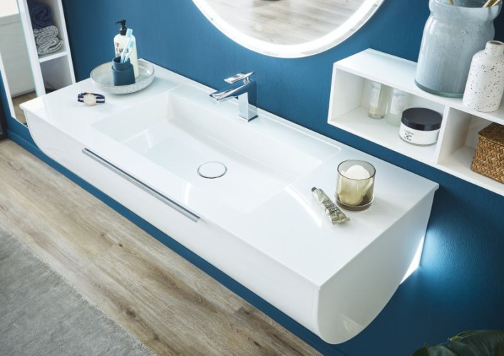 Puris Rounds, тумба под раковину (1 ящик) 1220 мм, цвет белый матовый