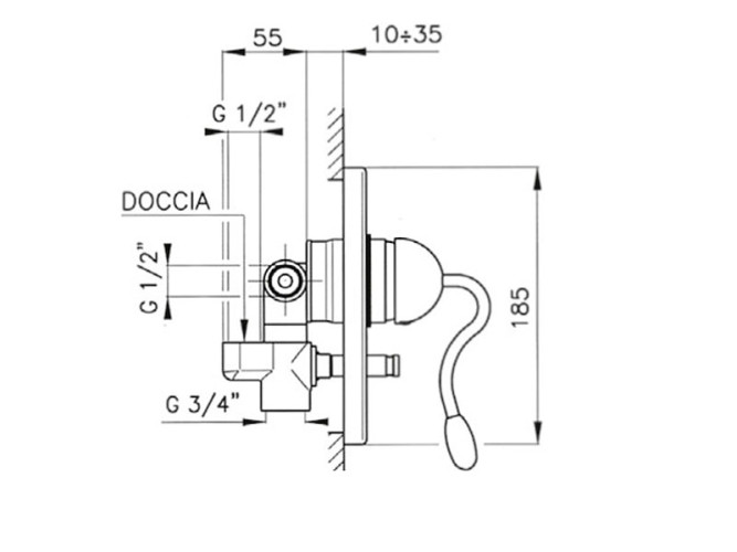 Встраиваемая часть смесителя для душа на 2 выхода NICOLAZZI EL CAPITAN 4060