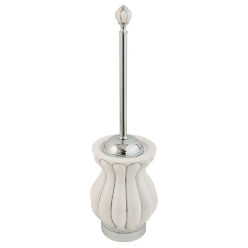 Ершик напольный, керамика белая с декором платина, хром Migliore Olivia