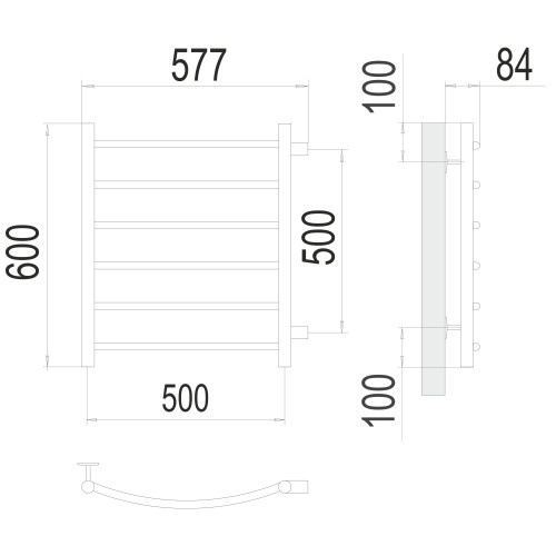 Полотенцесушитель TERMINUS Эконом Классик П6 500х600 бп500 NEW