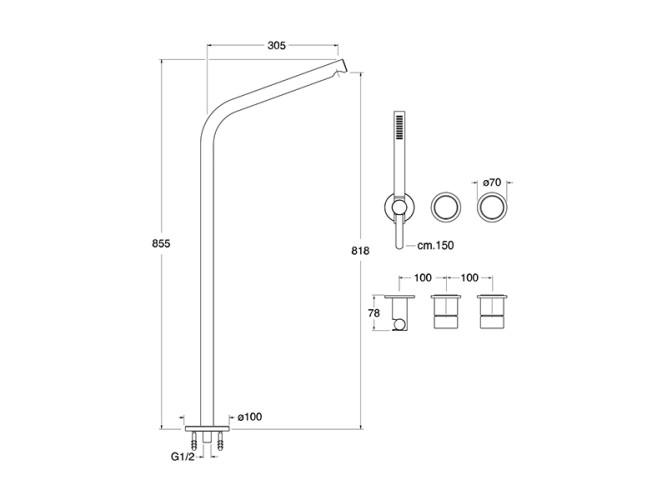 Наружные части смесителя для ванны CRISTINA SX SX13128
