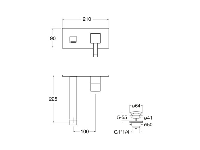 Наружная часть смесителя для раковины CRISTINA QUADRI QM25813