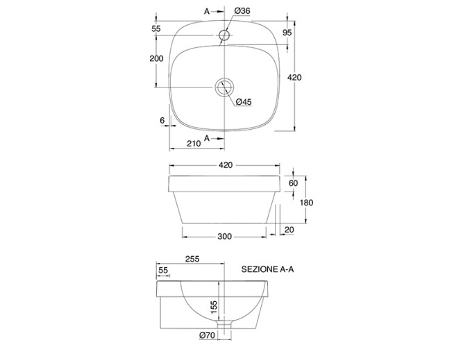 Раковина встраиваемая Scarabeo MOON 5511/SENR
