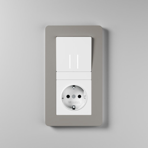 Рамка из поликарбоната на 2 поста Split дымчатый/белый, soft-touch W0023067