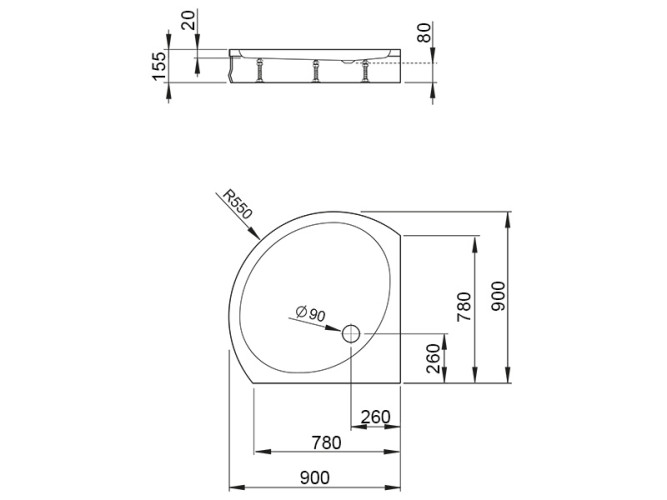 Душевой акриловый поддон RADAWAY PATMOS 4T99155-03