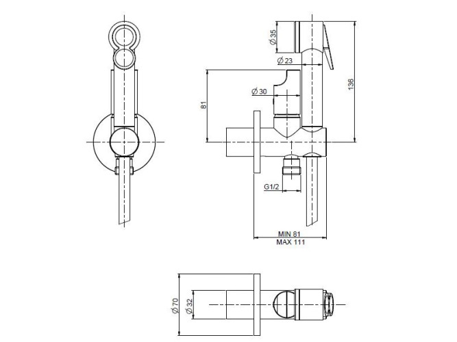 Гигиенический душ со смесителем FIMA CARLO FRATTINI COLLETTIVITA F2320/1NCR