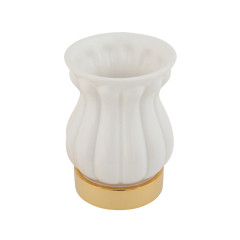 Стакан настольный, керамика белая, золото Migliore Olivia