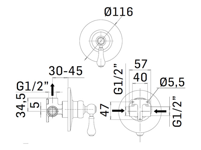 Смеситель для душа MAMOLI COUNTRY 32900000002P