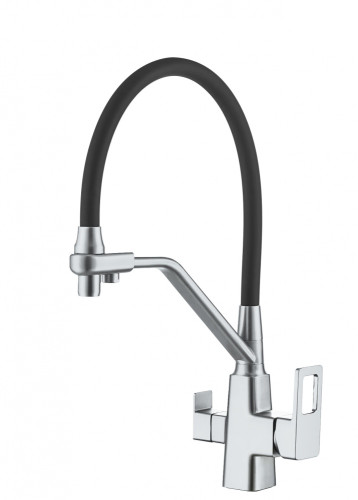 353525 Смес. для кухни с гиб шланг и под филт (ХР.+ЧЕР.) ViEiR (10/1шт)