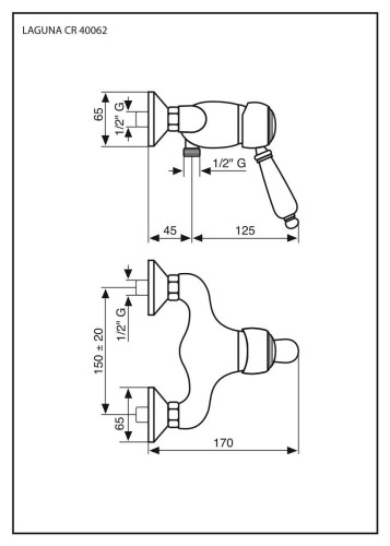 Emmevi Laguna, однорычажный смеситель для душа, без набора для душа, цвет хром