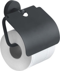 Gedy Eros, бумагодержатель с крышкой, цвет черный матовый