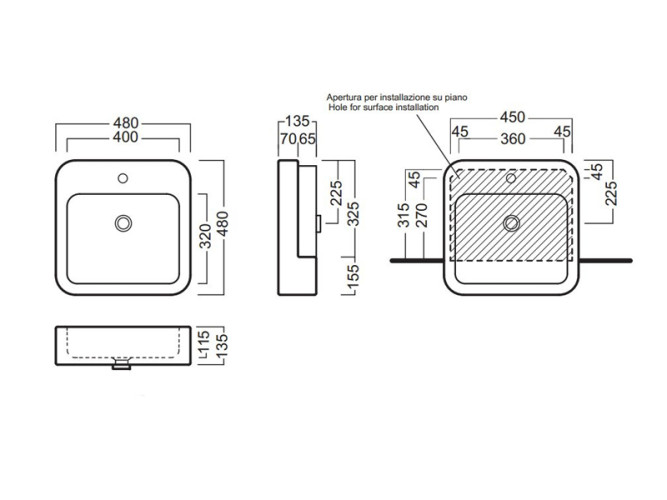 Раковина полувстраиваемая HATRIA HAPPY HOUR Y0M801