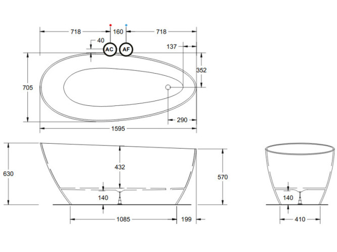 Ванна отдельностоящая RELAX DESIGN LEAFY LX01 luc