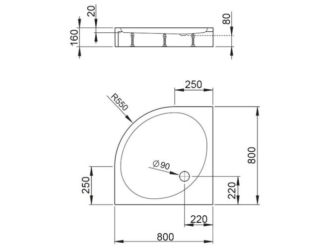 Душевой акриловый поддон RADAWAY PATMOS 4S99155-05