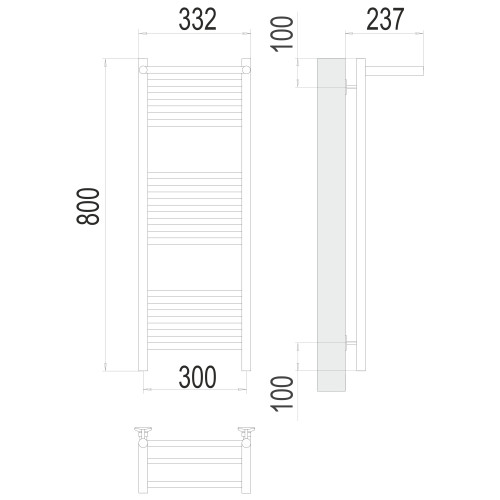 Полотенцесушитель TERMINUS Стандарт Аврора с/п П16 300х800 NEW