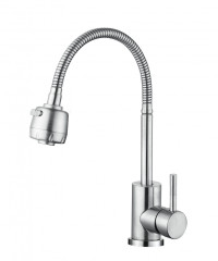 15022 Смес. од. для кухни с ГИБ. изли. (НЕРЖ,САТИН) ViEiR (10/1шт)