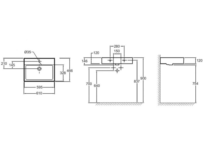 Раковина подвесная/накладная на мебель Jacob Delafon VIVIENNE EXBH112-00
