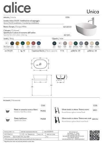 Alice Unica, накладная овальная раковина 55x36x17h см, цвет черный матовый