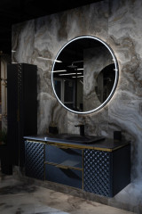 Зеркало Vallessi круглое черная рама, 100см